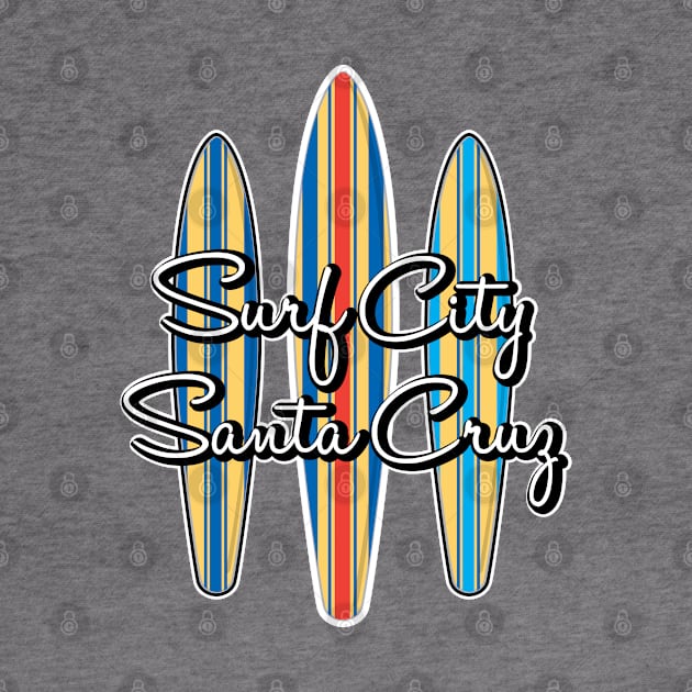 Surf City Santa Cruz California Logo Pack Sticker 3 Surfboards Lite by PauHanaDesign